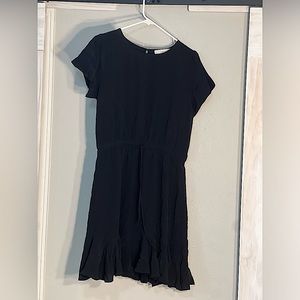 Black Flutter Short Sleeve Swing Dress